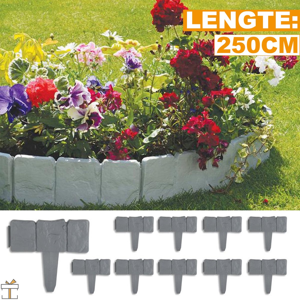 Happyment® Tuinhek 10 stuks - Uitbreidbaar - Perkafzetting - Borderrand - Palissade - Gras gazonrand - Moestuin - 250x10CM