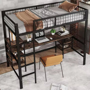 Hoogslaper Retro Valora - Luxe hoogslaper voor kinderen - 90x200 cm - Met bureau - Kinderbed - Stapelbed - Met Hoektrap, valbeveiliging en raam - Peuterbed
