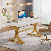 Bureau Aravon - Modern 180cm - Computerbureau Marmerlook - Voor Thuis of Werk