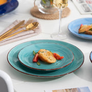 Lorentino Serviesset - 6 delig - 8 persoons - Blauw - Dinerborden - Bordenset - Diepe borden - Ontbijtborden - Servies - Keukenservies