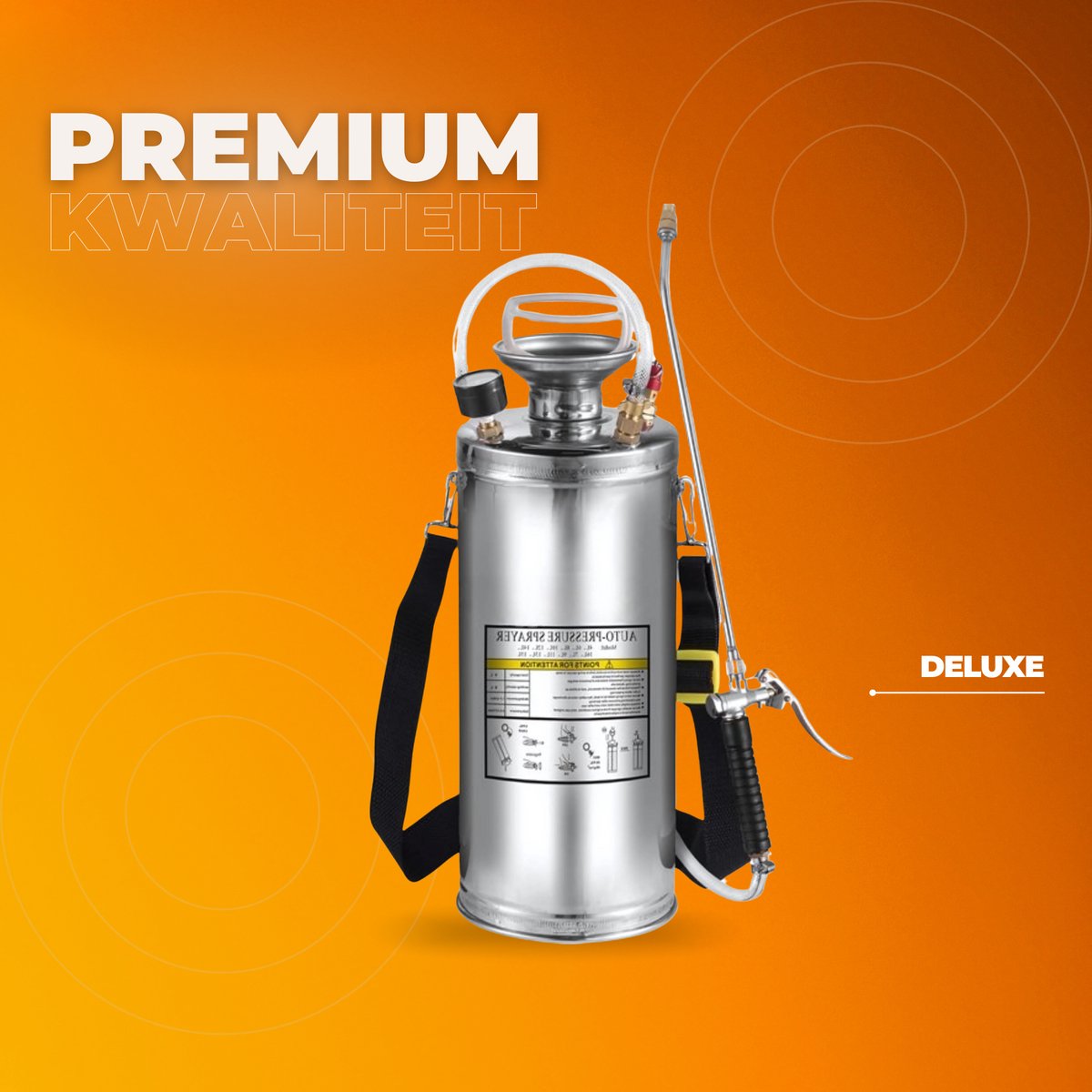 Onkruidsproeier - Rugspuit 8L - RVS Druksproeier - Onkruidspuit - Ergonomisch - Variabele Spraykop