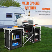 Opvouwbare campingkeuken - Opvouwkeuken - Met BBQ plaats - Inclusief opbergtas - Bruin