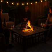 Happyment® Vuurkorf voor buiten - Vuurpit deluxe - BBQ - Met Vonkenscherm - Metaal - 81x81x32,5cm