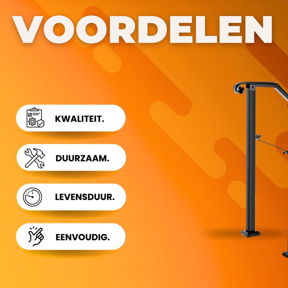 Trapleuning - Trapleuning houders - 1-2 Treden - Smeedijzer - Zwart - Voor Binnen & Buiten