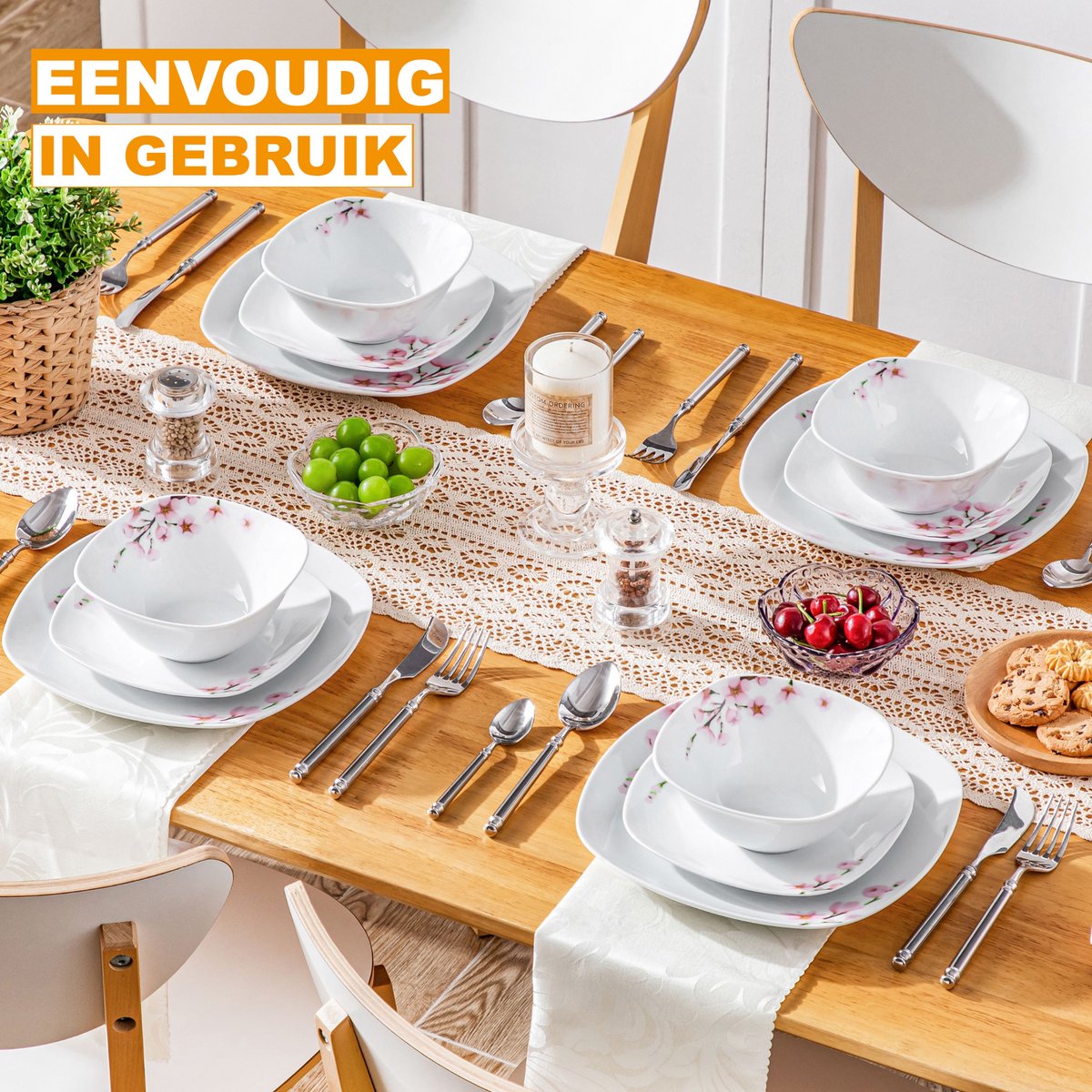 Ventina Serviesset - 24 delig - 8 persoons - Baby blauw - Dinerborden - Bordenset - Diepe borden - Ontbijtborden - Servies - Keukenservies