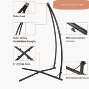 Egg hangstoel Valora - Voor kinderen - Hangmat X-standaard - met Boomentent - Speeltent Binnen en Buiten - Egg chair cocoon - Metalen Schommelstoel - Groen