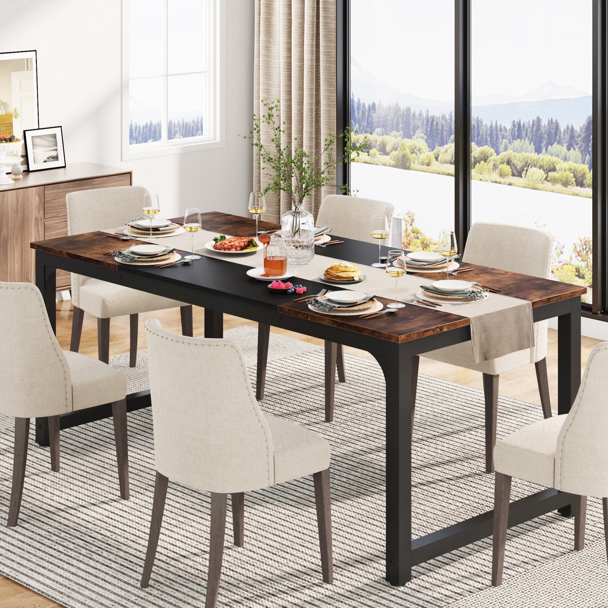 Eettafel Valencia - 160cm - Voor 6 personen - Voor Keuken of eetkamer - Bruin