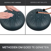 Happyment Steel Tongue Drum - 25 cm - 11 noten - Handdrum - Tong drum - Yoga - Handpan - Marineblauw