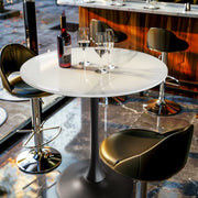 78 cm Hoge Ronde Keuken Eettafel - Gesinterde Stenen Top met Voetstuk Base - Bistro Tafel voor Vrije Tijd en Hoogteverstelling