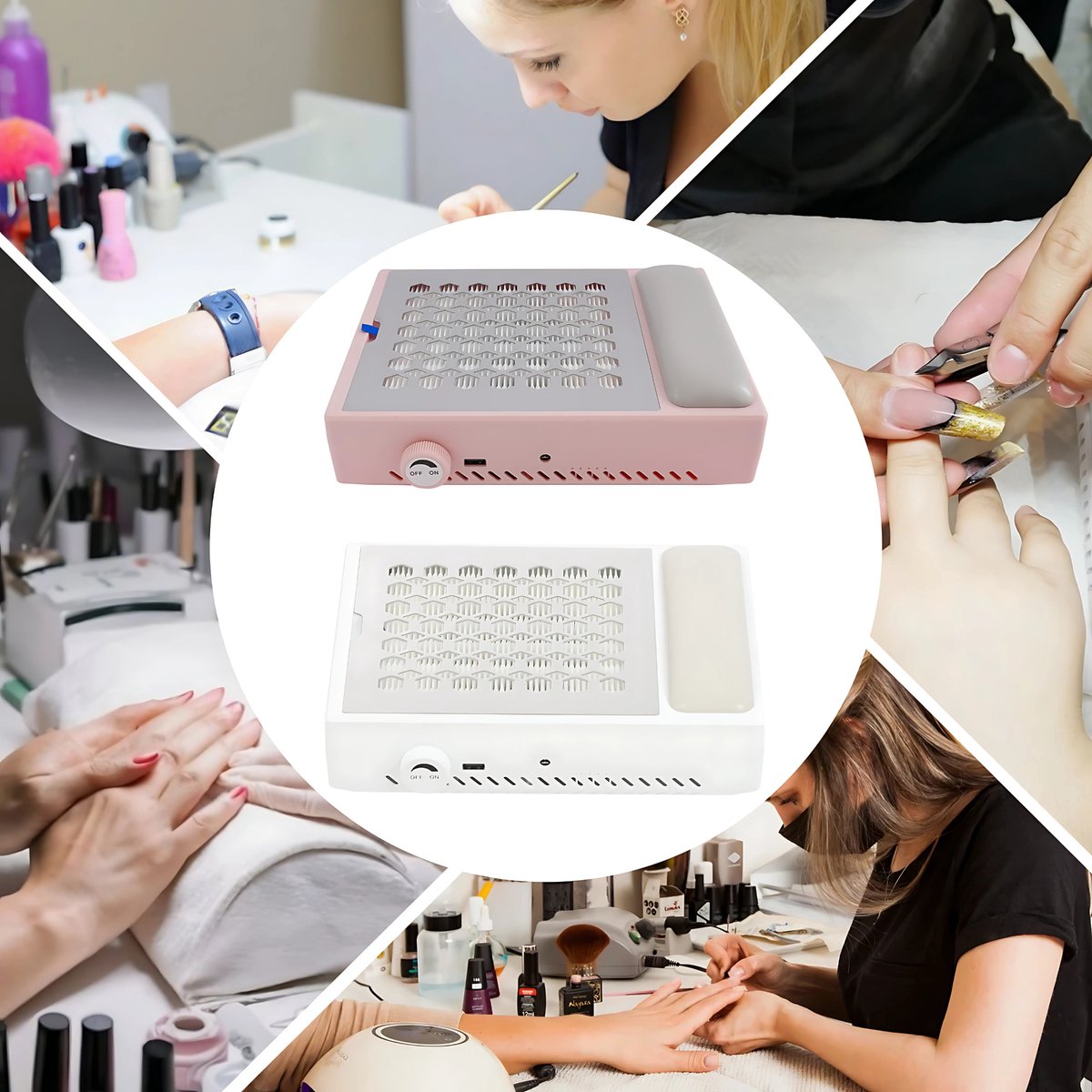 Stofafzuiger voor nagels - Manicure tafel - Nail Dust Collector - Voor Nagelstof Verwijderen - Wit