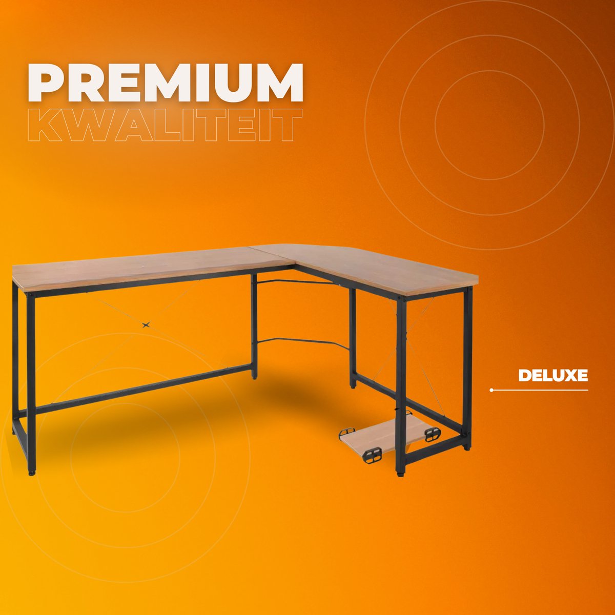 L-vorm Bureau - 170cm - Vintage - Hoekbureau - Computer, Gaming & Laptop Bureau - Thuiskantoor - Tafel