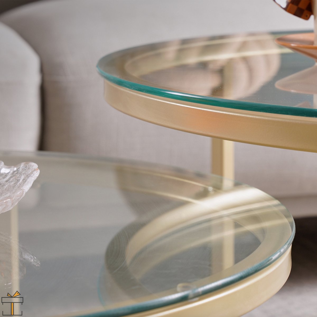 Happyment Salontafel modern - Set van 2 - Landelijk - Woonkamer - Rond - Goud - 60 en 40cm