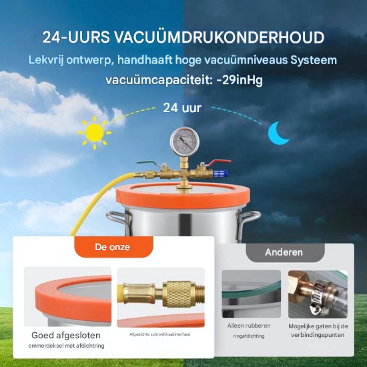 Vacuumkamer 11,4L - Ontgassen slliconen en hars - Vacuümpomp - RVS - 23x27cm - Ontgassen van Siliconen & Hars