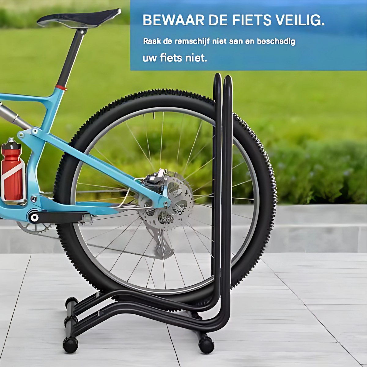 Fietsenstandaard 1 Fiets - Fietsenrek - Voor Fietsopslag en Parkeren - Vergrendelbaar & Omkeerbaar Ontwerp - Zwart Metaal