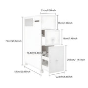 Badkamerkast - Opbergkast - Badkamermeubel - Voor smalle badkamers - Op wieltjes - Wit - 53*22,5*75 cm