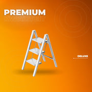 Aluminium Trapladder - 3-treden - Keukentrap - Huishoudtrap - Voor Huishoudelijk Gebruik - Veilig & Lichtgewicht Opstapje - Met Brede Stappen & Vouwbaar Design
