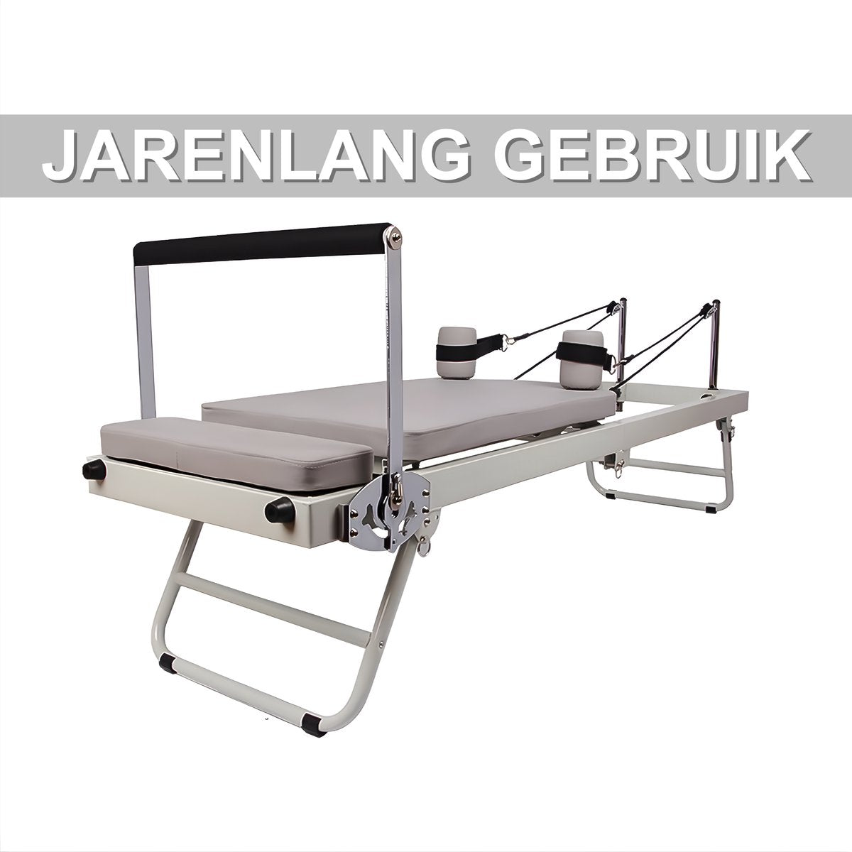 Pilates reformer – Fitnessapparaat - Voor thuisgebruik, core- en fitnessoefeningen – Verstelbare trainingsmachine – Grijs