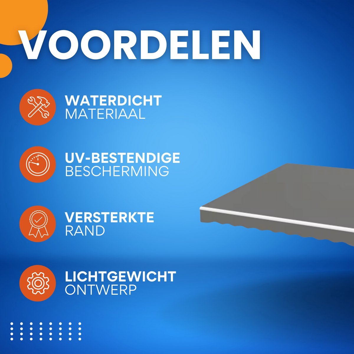 Zonneschermdoek Valora - 250x200cm - Vervangend Stof 420D Oxford - Schaduwdoek - Luifeldoek - Zonwering - PU coating - Grijs