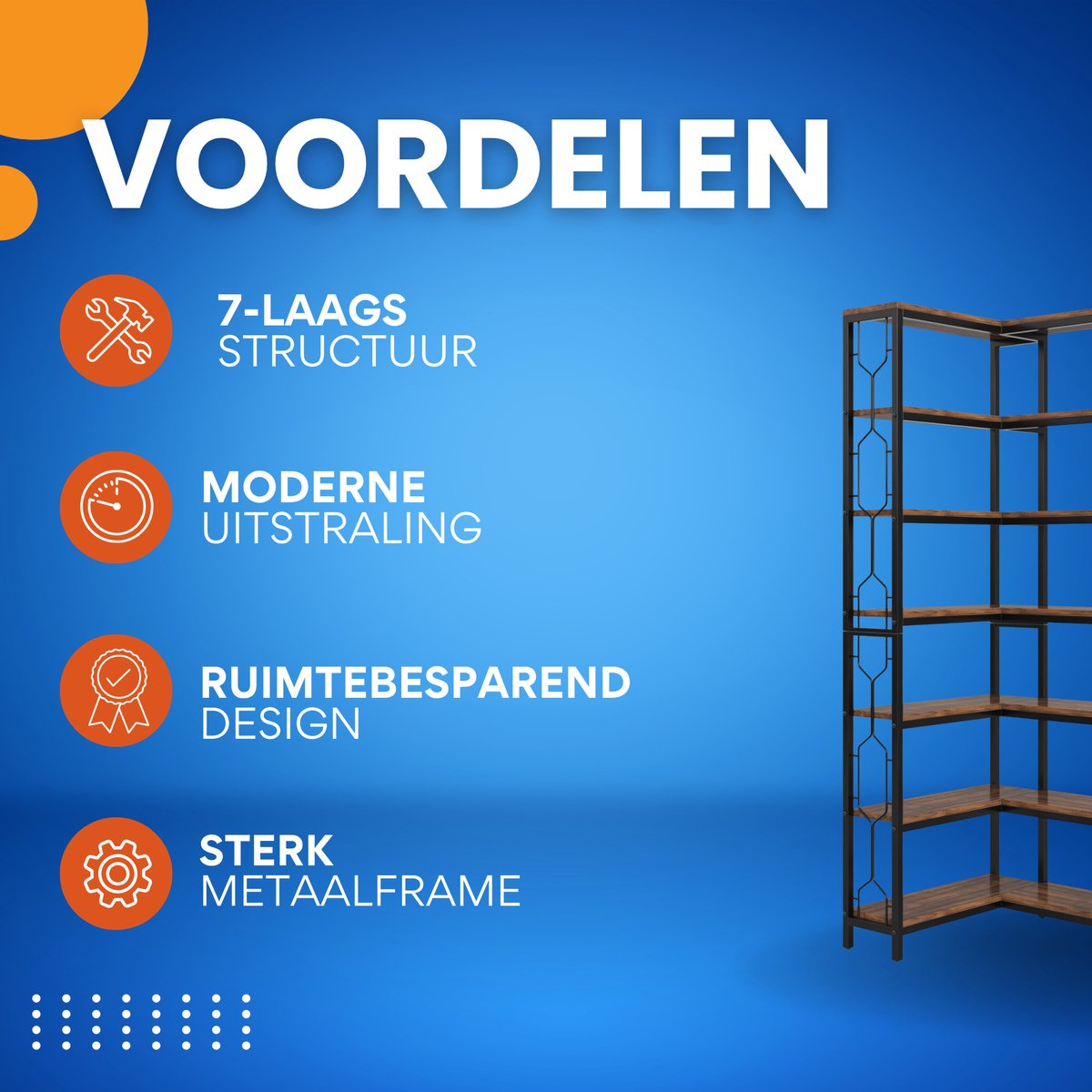 Boekenkast Diviano - Met 7 Lagen - Hoekkast - Bruin - Hoekrek - Voor Woonkamer, Slaapkamer of Kantoor