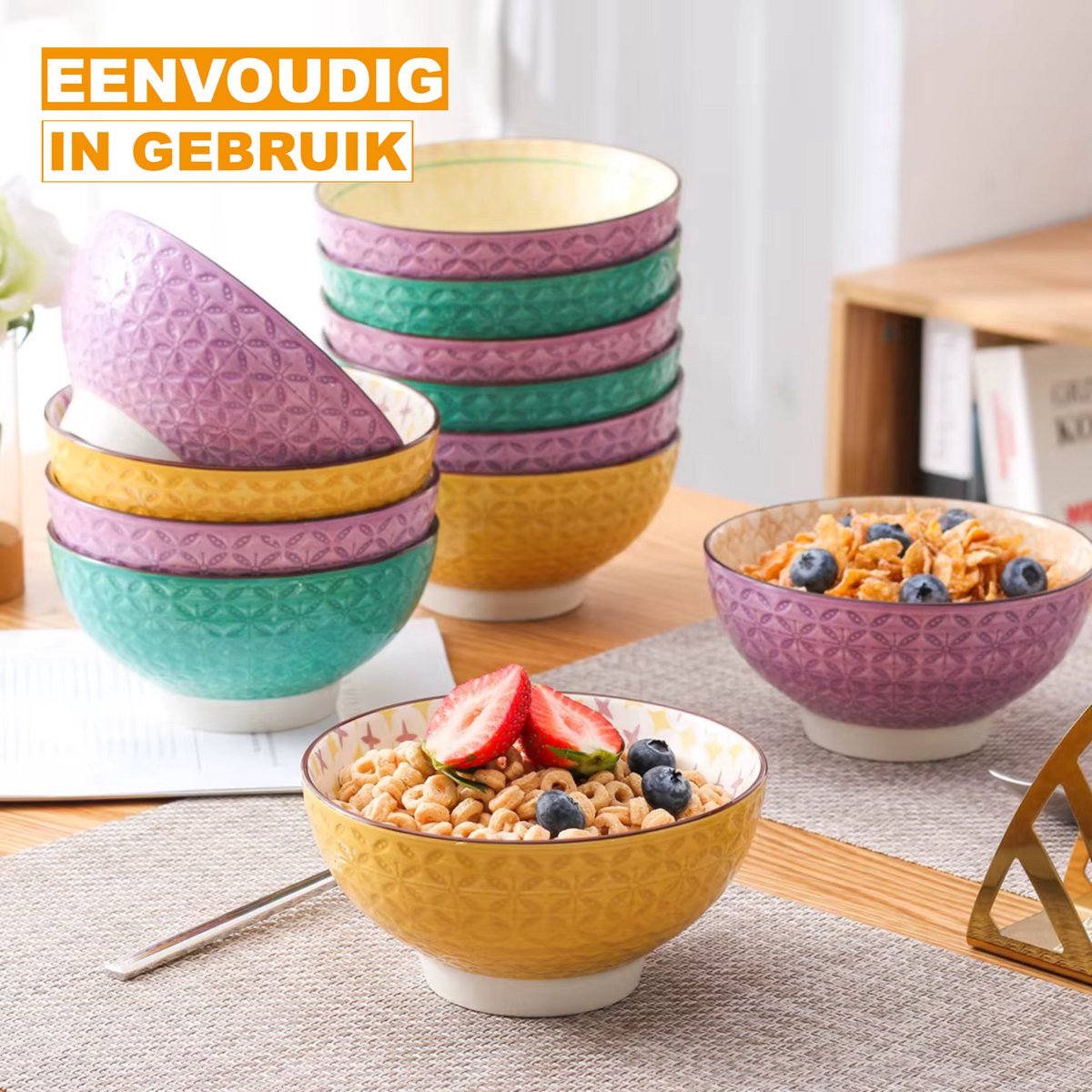 Valenza Serviesset - 12 delig - 12 persoons - Mozaïek - Dinerborden - Bordenset - Diepe borden - Ontbijtborden - Servies - Keukenservies