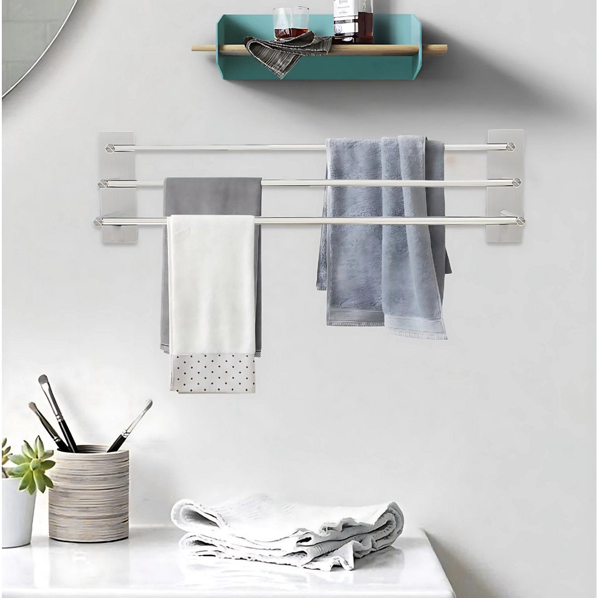 Handdoekenrek PRO - Voor badkamer - RVS -80cm - Voor Badkamer en Keuken - Handdoekrek - 3 laags - Wandmontage