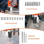 Accuboormachine 21V - 25+1 Koppel - 2 Snelheden - Elektrische Schroevendraaierset - Inclusief Accessoirekit
