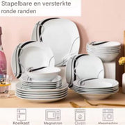 Tida Serviesset - 36 delig - 12 persoons - Wit - Dinerborden - Bordenset - Diepe borden - Ontbijtborden - Servies - Keukenservies