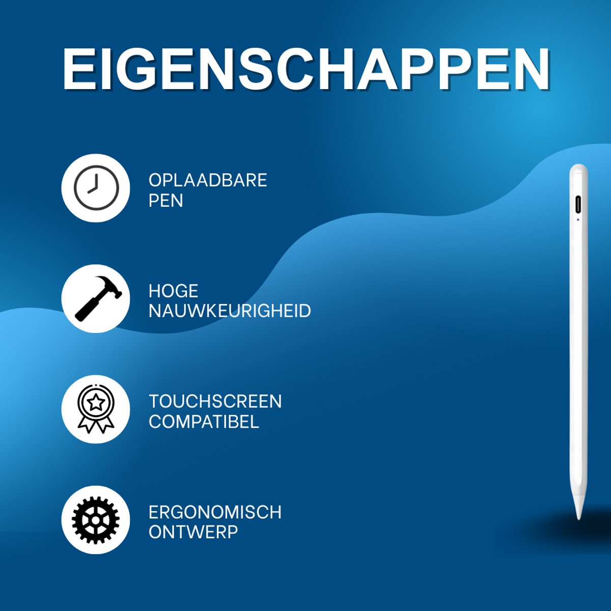 Stylus Pen PRO - Voor Xiaomi Pad 6 / 6S Pro / MAX 2023 - Tablet - Oplaadbare Touchscreen Pen - Wit