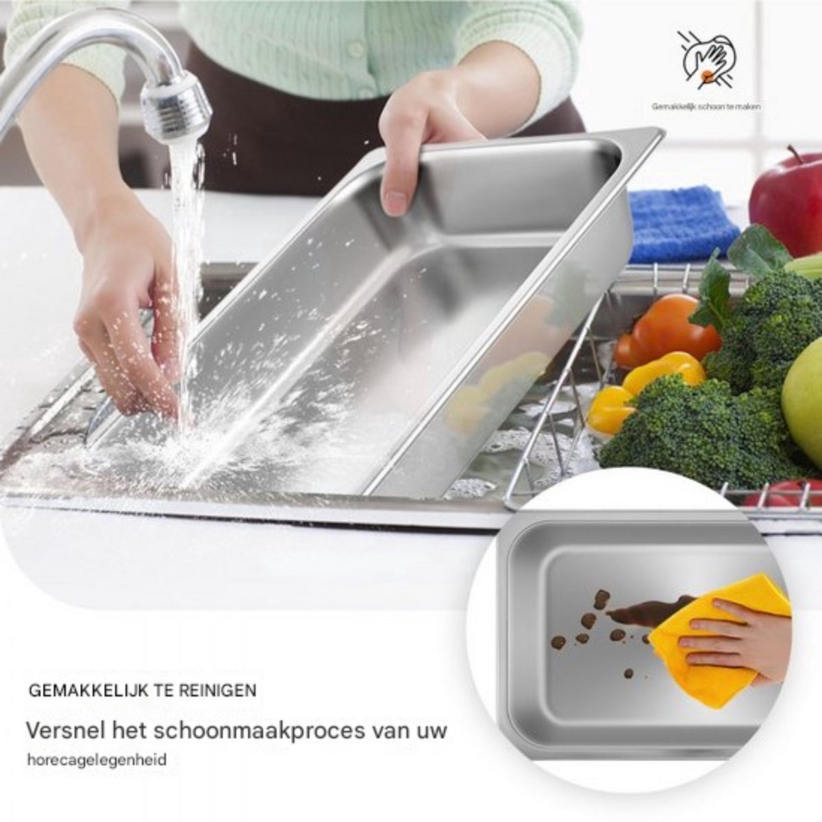 Warmhoudbakken 6 stuks - 13L - Voedselverwarmer - Luxe Stoomtafelpan - Roestvrij Staal - Chafing dish - voor Buffetwarmer - Warmhoudschalen