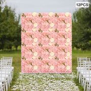 Achtergrond - Muurdecoratie - Backdrops - Achtergronddoek – Voor Bruiloft & Fotobackdrops – 3D Bloemenmuur – Set van 12 - Roze bloemen