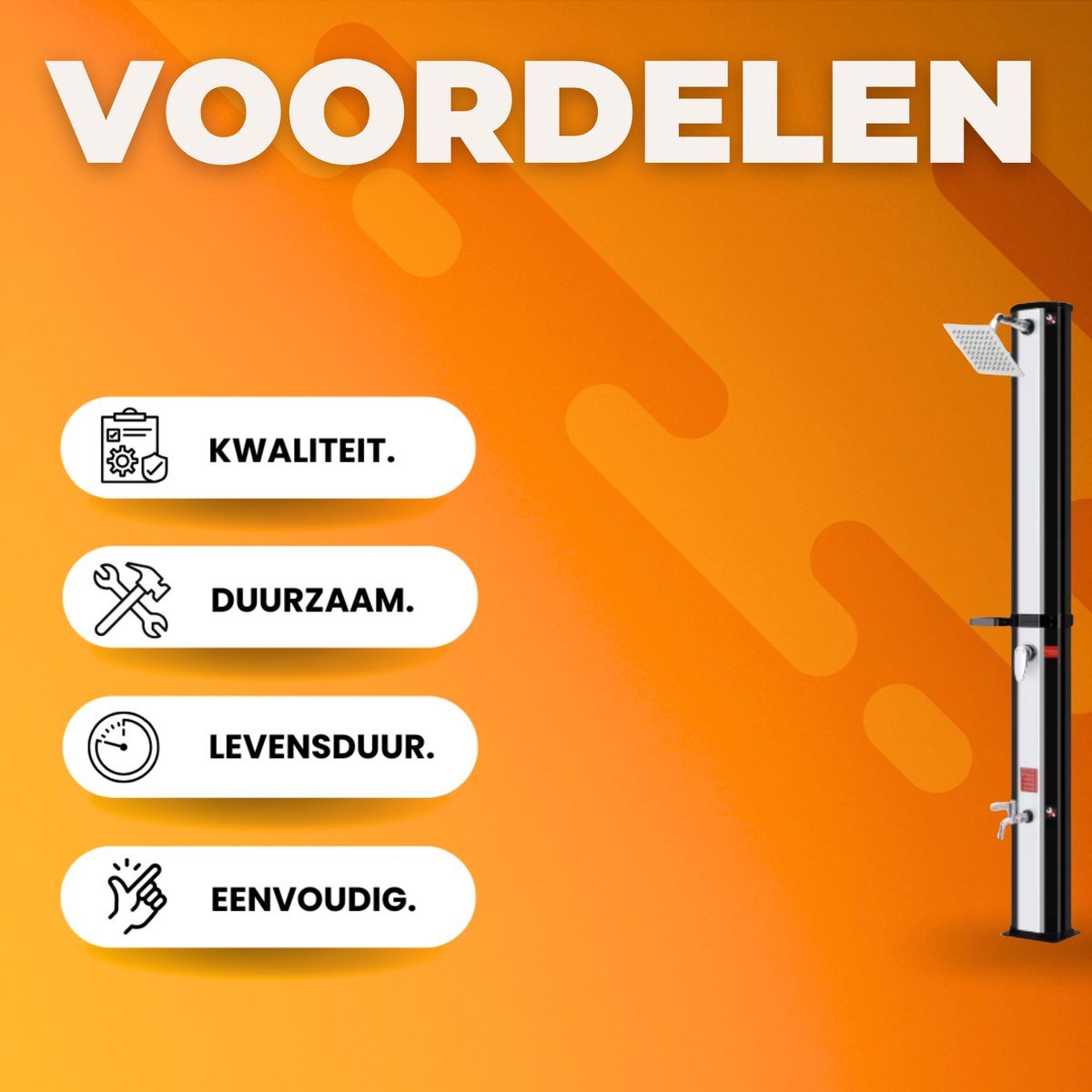 Zonneverwarmde Buiten Douche Zyrell - Tuindouche - Kampeerdouche - Voor Tuin, Camping, Zwembad & Strand - Met Douchekop en Mengkraan - 35L - Zwart & silver