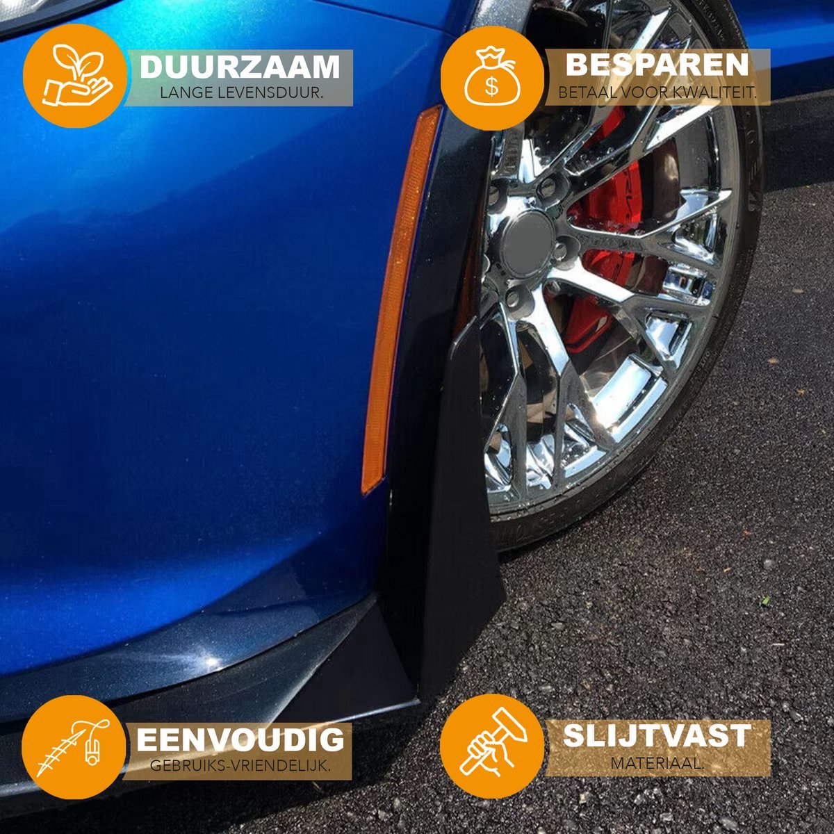 Winglets StageX - Front Splitter - Gloss Zwart - Voor Corvette C7 Z06 (2014-2019) - Auto Accessoires