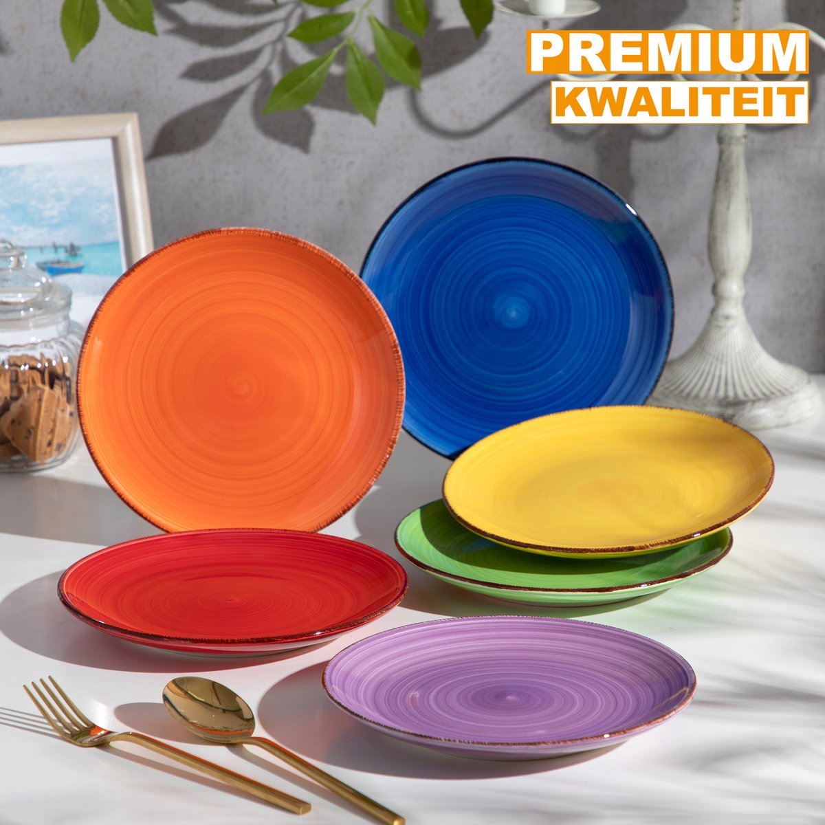 Noblesse Montario Serviesset - 16 delig - 4 persoons - Regenboog - Dinerborden - Bordenset - Diepe borden - Ontbijtborden - Servies - Keukenservies - Luxe design - Tafelstijl