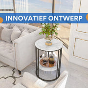 Ronde bijzettafel Malito Tavien - Salontafel - Woonkamer - Marmerlook - Side table - 40cm