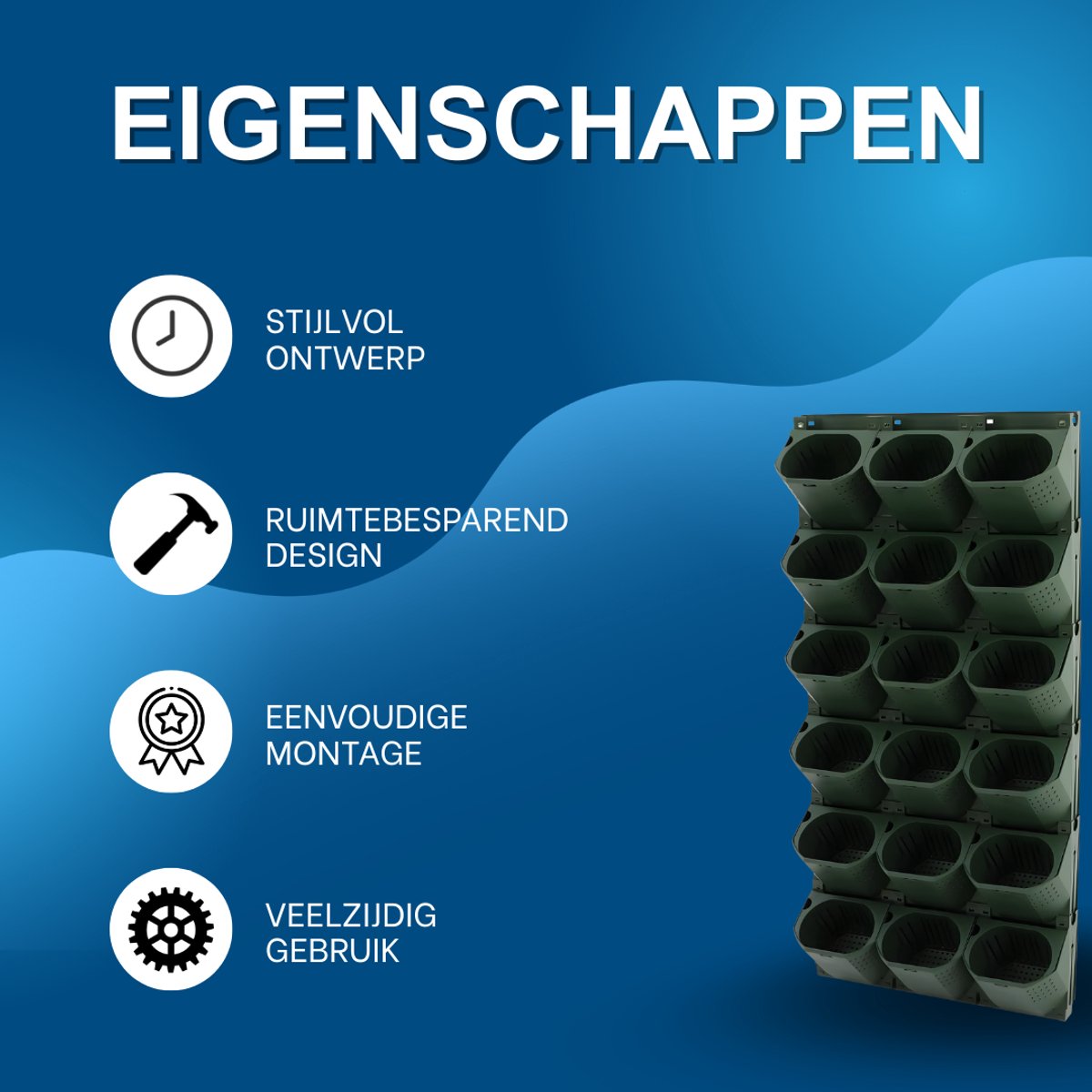 Wandplantenbak - Voor muurdecoratie en planten - Met 36 potten voor bloemen - Functioneel en decoratief