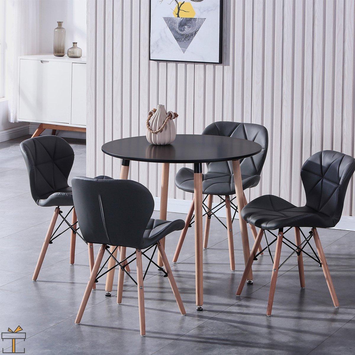 Happyment Moderne Eetkamerstoelen Grijs - Set van 8 - Woonkamerstoelen - Zithoogte 38cm - Keukenstoelen - Kuipstoel