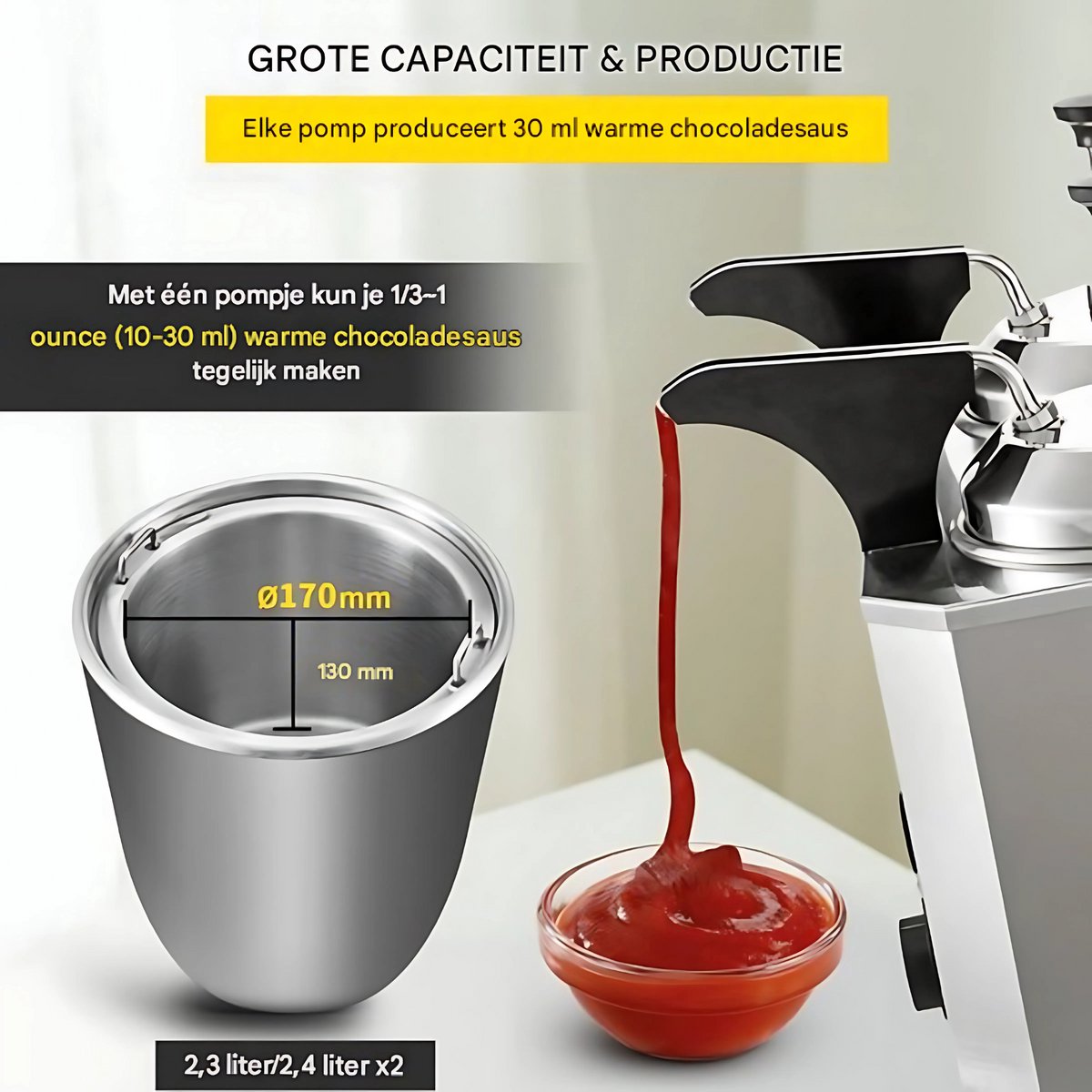 Fonduepan - Elektrisch - Dispenser Machine - 2.5L x2 - Kaasverwarmer - Kaasfondue - Met 2 Pompen