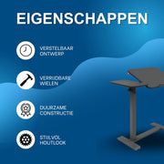 Laptoptafel - Bijzettafel - Bedtafel - Banktafel- Voor gebruik aan bed of kantoor - Verstelbaar - Zwart