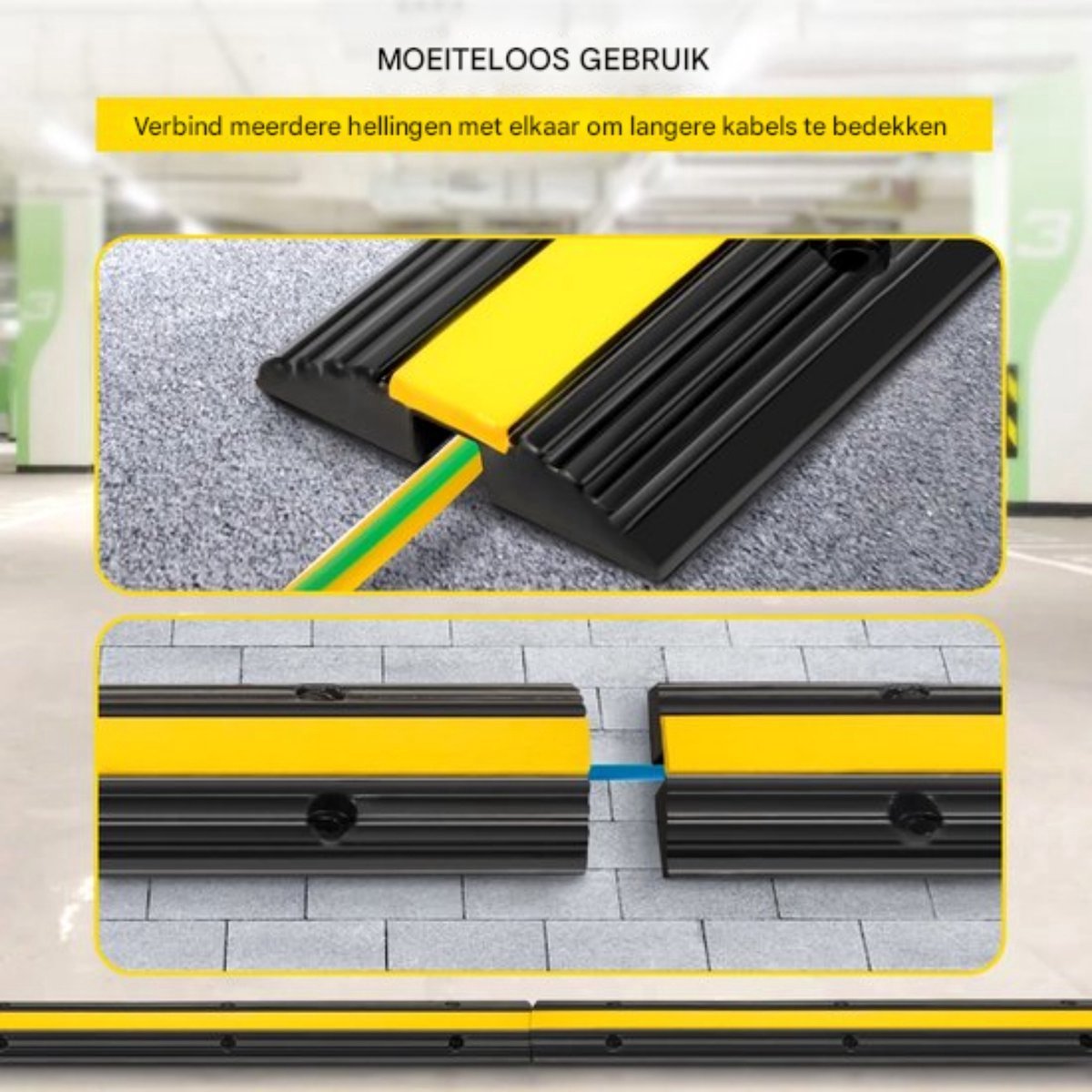 Happyment Kabelbrug - Kabeldrempel - 1 Kanaal - Zwart/Geel - 4 Stuks - 100CM