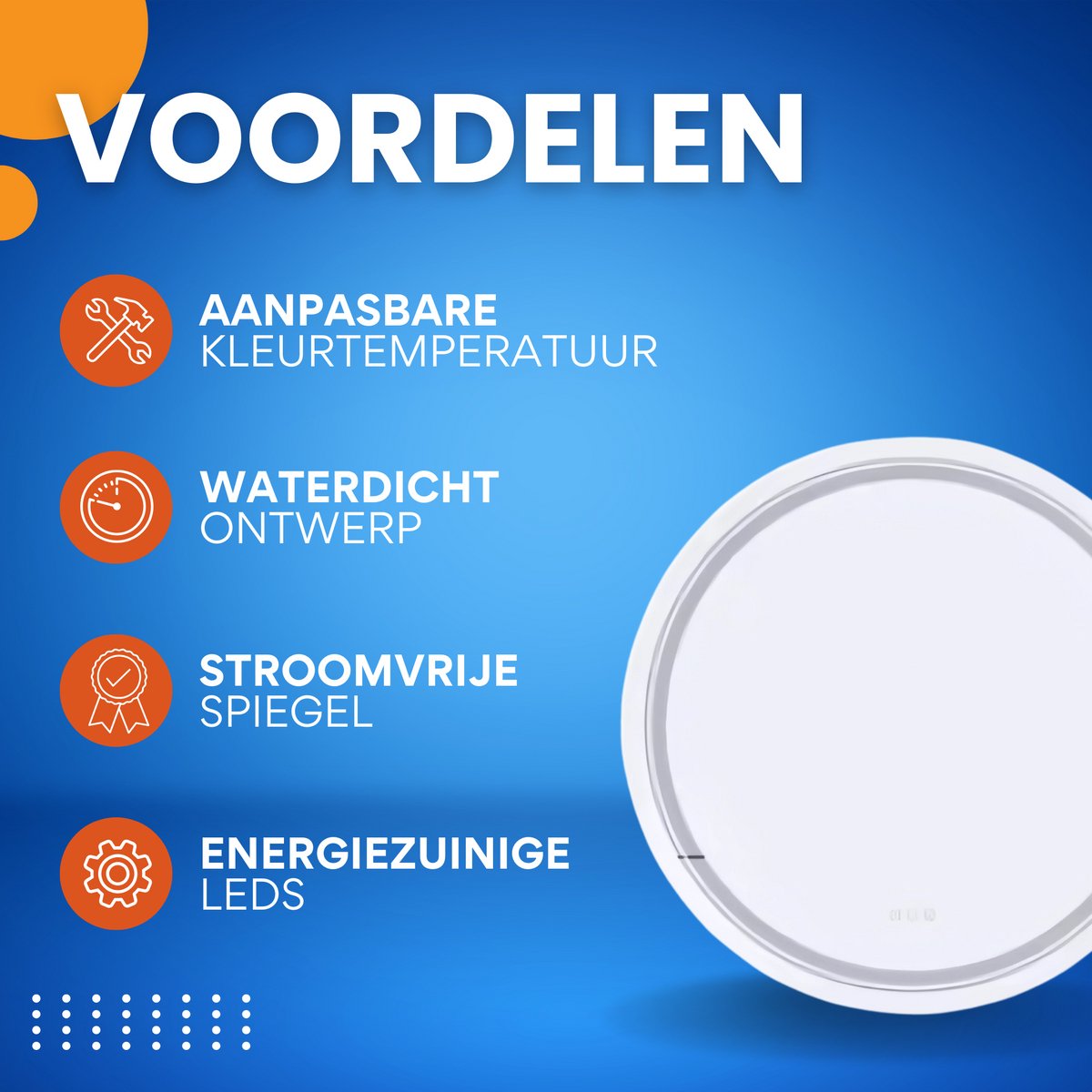 Ronde LED Badkamerspiegel - Met verwarming en verlichting - Geen condens - Spiegel voor badkamer - 90cm
