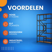 Boekenkast Martino - Vakkenkast 180cm - Opbergkast - 11 lagen - Boekenrek - Woonkamer, slaapkamer, kantoor