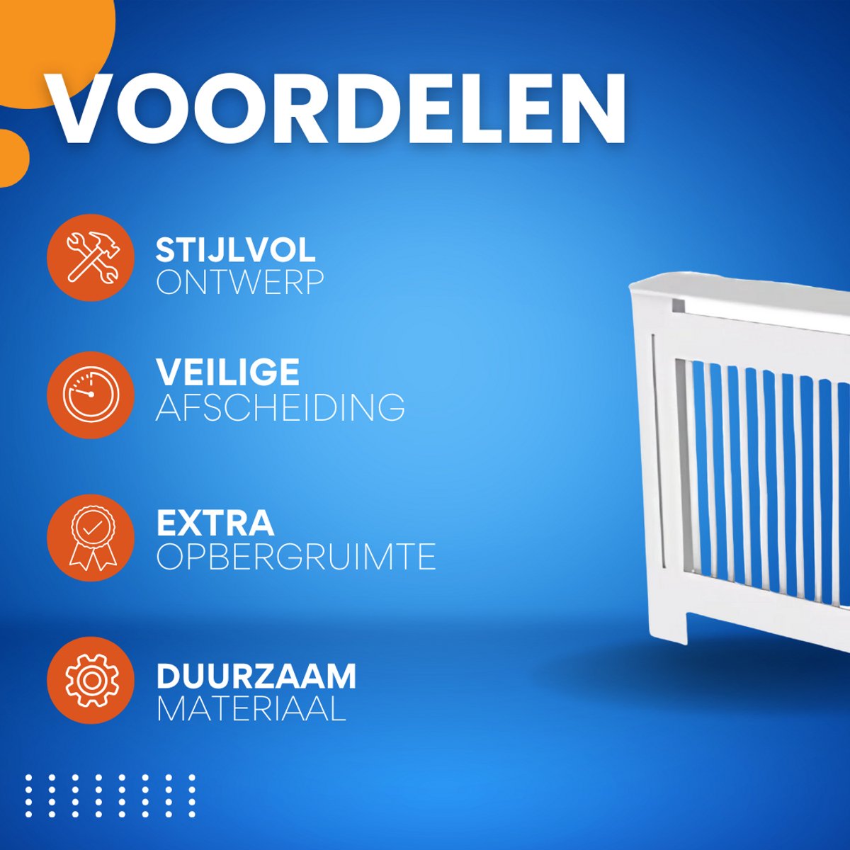 Radiatorombouw - 78x92 cm - Ombouw rooster - Verticale panelen - MDF - Stijlvol - Wit