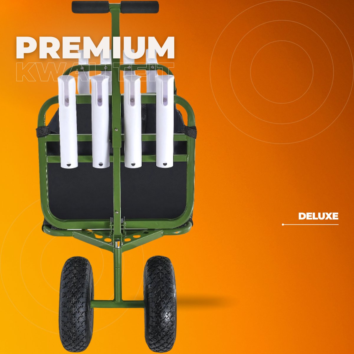 Opvouwbare bolderkar - Strandwagen - 150KG Capaciteit met Ballonbanden - Waterdicht - Kinderenvervoer - Duwtang