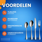 5-delig Bestekset - Bestek - Mes - Vork - Lepel - Voor Diner, Keuken & Outdoor Gebruik - Stijlvol & Draagbaar - Roestvrij Staal met Steakmessen
