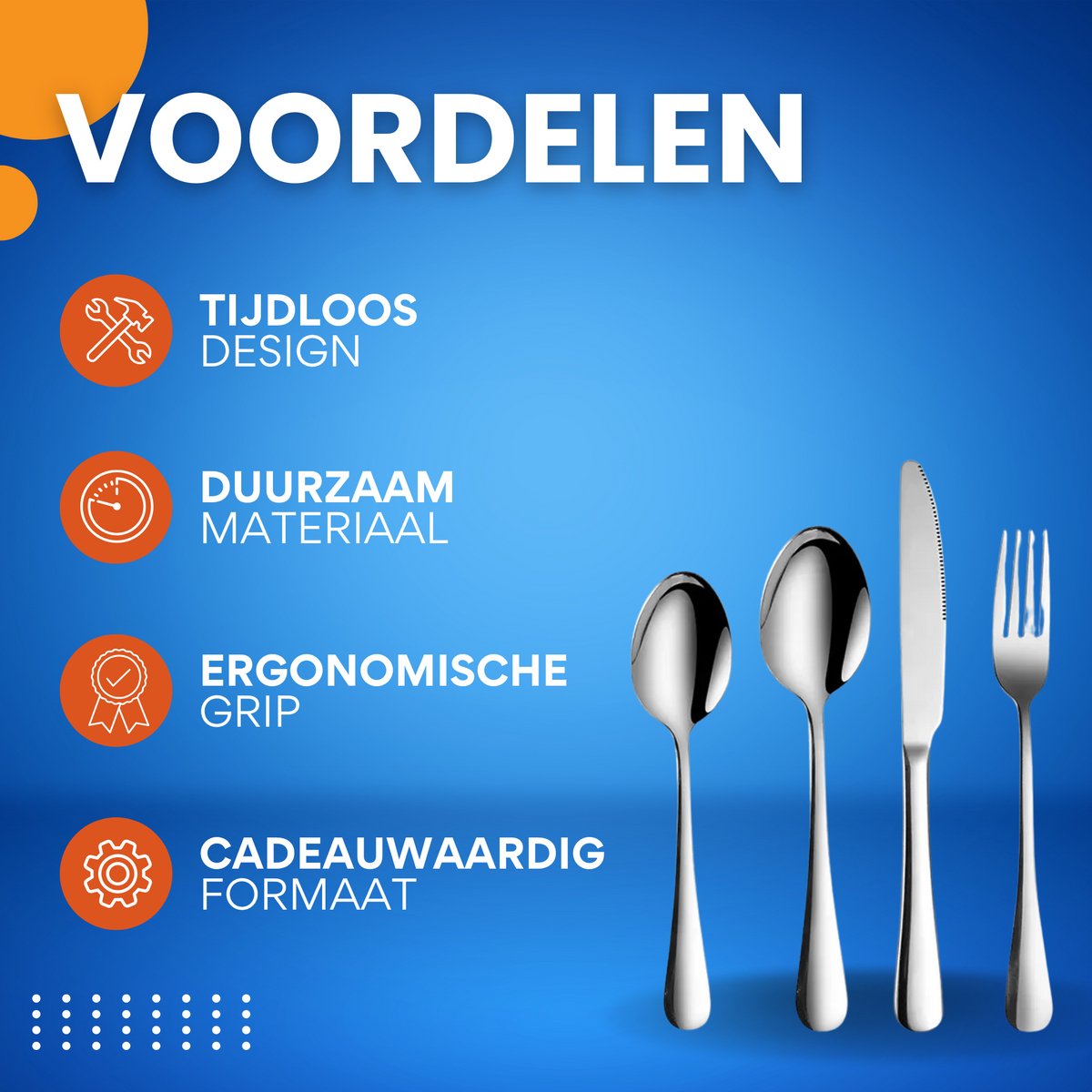 5-delig Bestekset - Bestek - Mes - Vork - Lepel - Voor Diner, Keuken & Outdoor Gebruik - Stijlvol & Draagbaar - Roestvrij Staal met Steakmessen