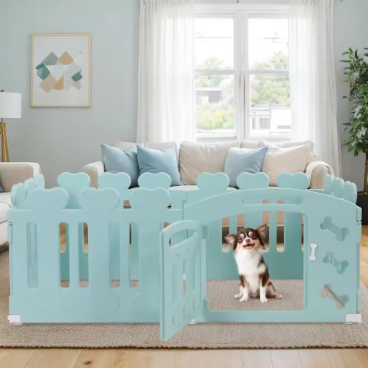 Puppyren - Hondenren - Hondenbench - 78x78x60cm - Met Afsluitbare Deur - Gerecycled Plastic - Puppybehuizing voor Konijnen en Dieren - Voor Binnen en Buiten - Lichtgrijs