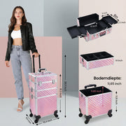 3-in-1 Rollende Make-up Trolley - Make up koffer - Kappers koffer - Beautycase - Voor Schoonheidssalons en visagie - Rose gold