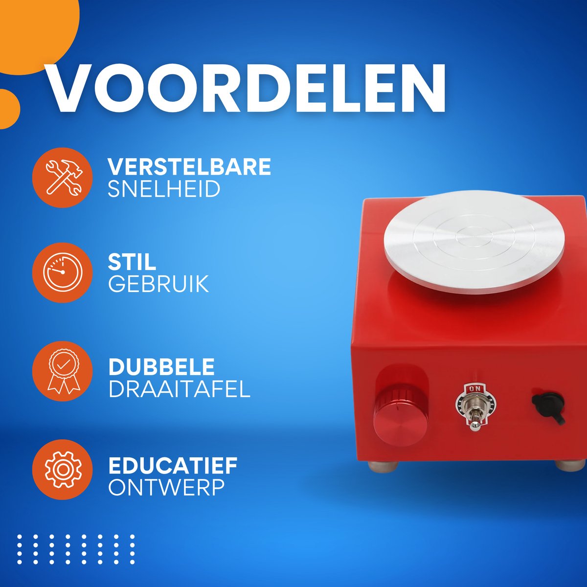 Mini Pottenbakkersschijf - Draaischijf - Pottenbakken - Voor Onderwijs, DIY & Winkels -Rood