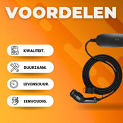 Mobiele Auto laadkabel PRO - Thuislader - Type2 - 6m Kabel - 10A-lader met CEE 32-stekker - 2,3kW - Voor Elektrisch Voertuig (16A/20A/24A/32A)