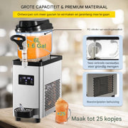 Professionele Slush puppy machine - 6L - Voor Ijskoude Drankjes – Frozen drink maker van Roestvrij Staal – Horeca Kwaliteit